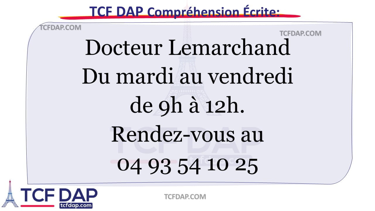 TCF DAP Compréhension Écrite