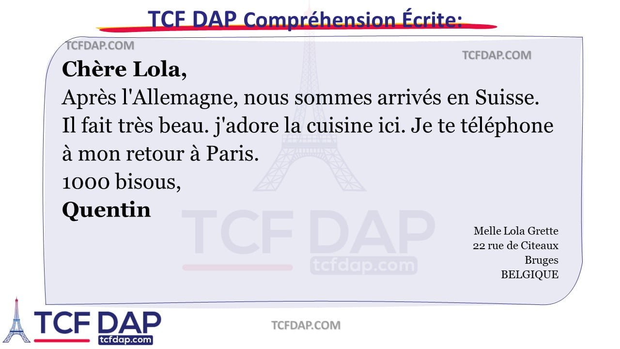 TCF DAP Compréhension Écrite