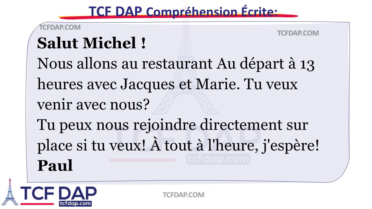 TCF DAP Compréhension Écrite