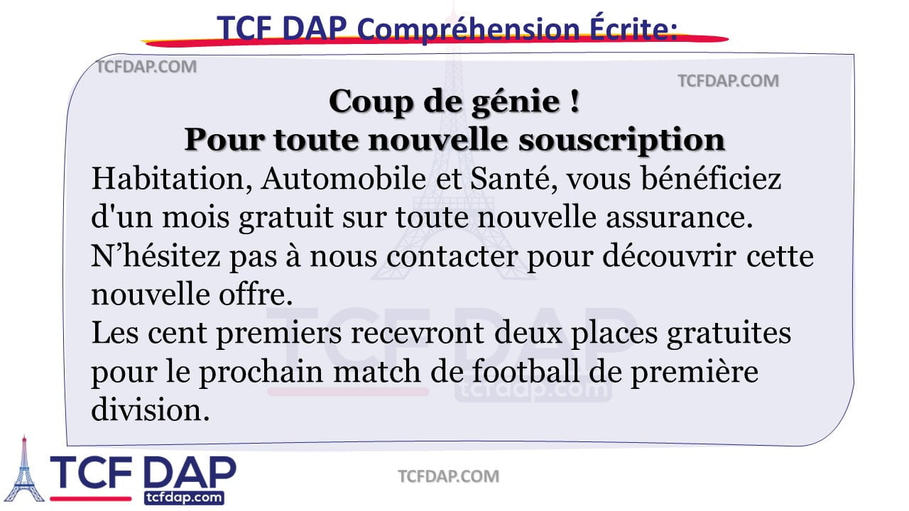 TCF DAP Compréhension Écrite