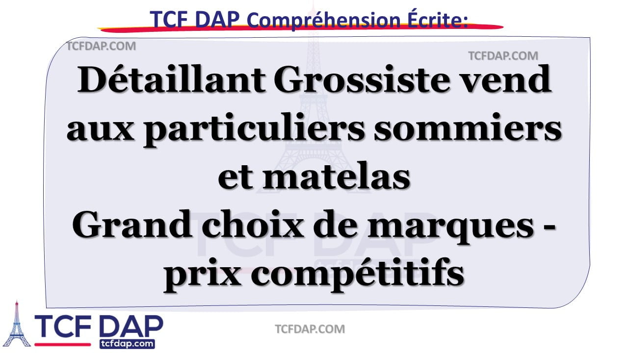 TCF DAP Compréhension Écrite