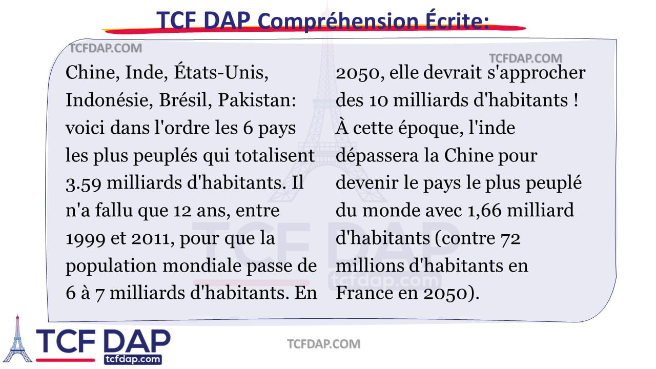 TCF DAP Compréhension Écrite