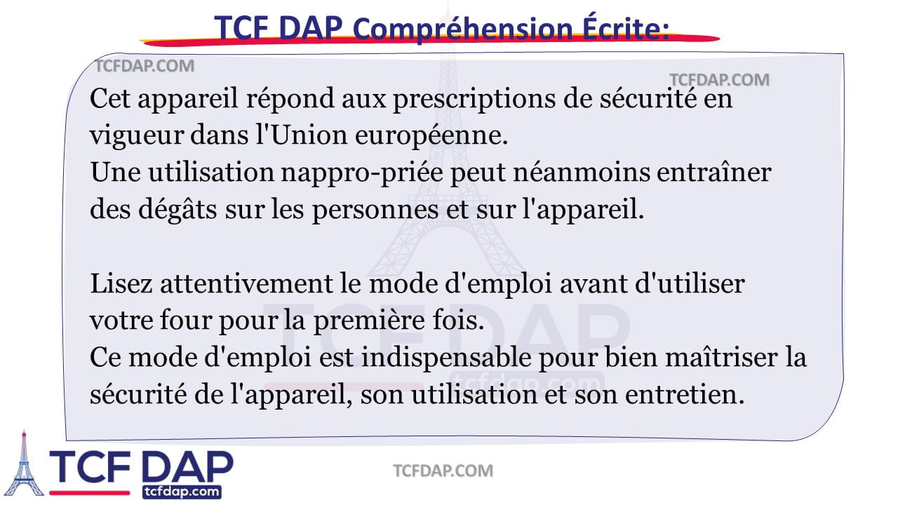 TCF DAP Compréhension Écrite