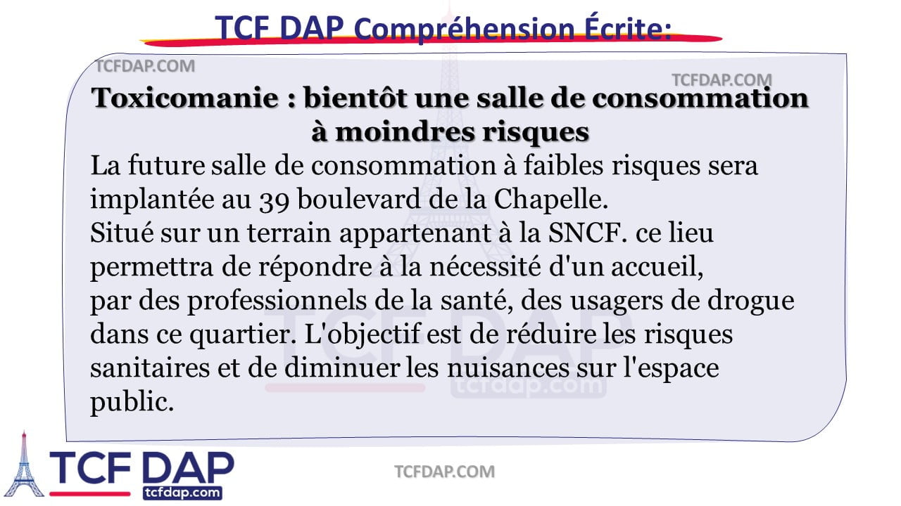 TCF DAP Compréhension Écrite