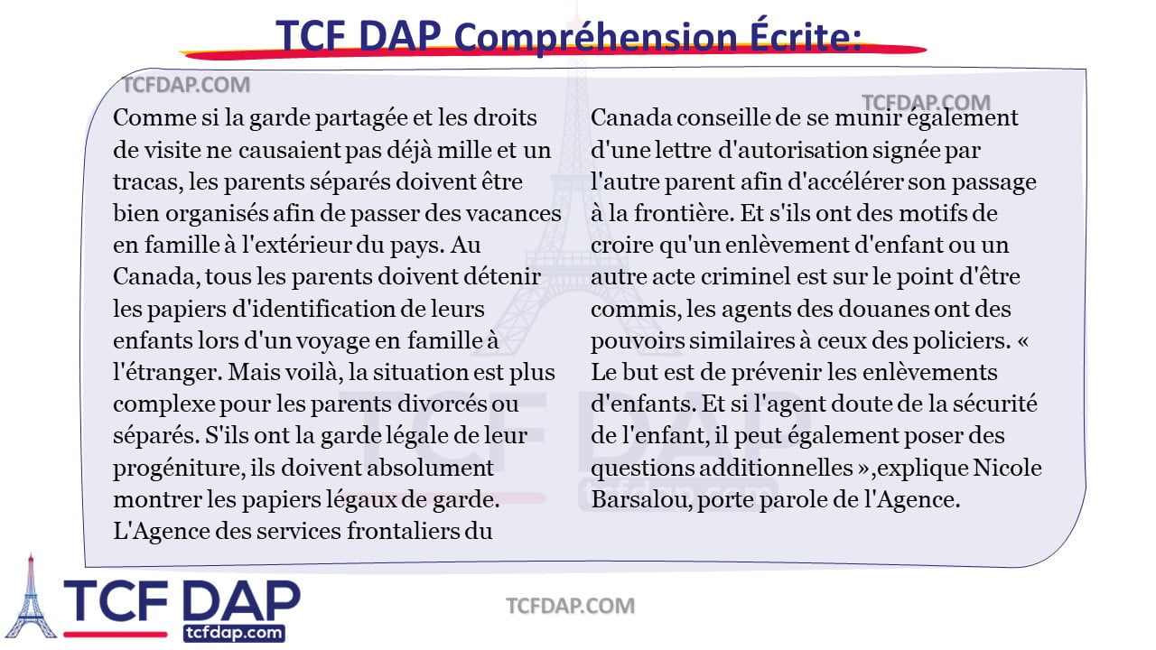TCF DAP Compréhension Écrite