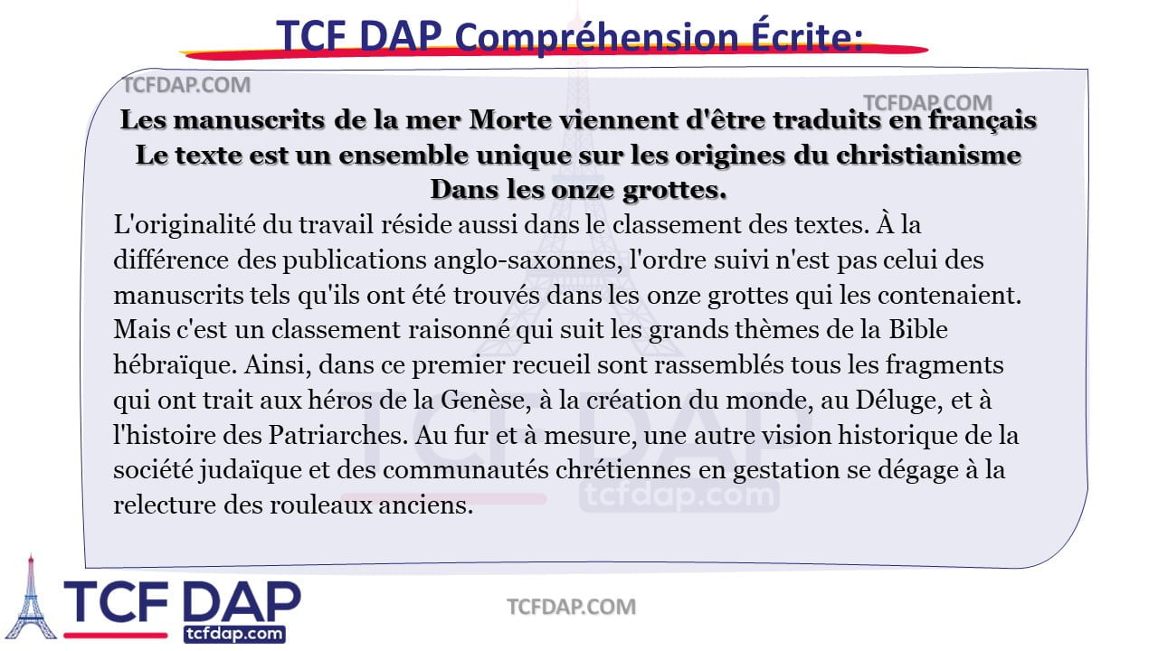 TCF DAP Compréhension Écrite