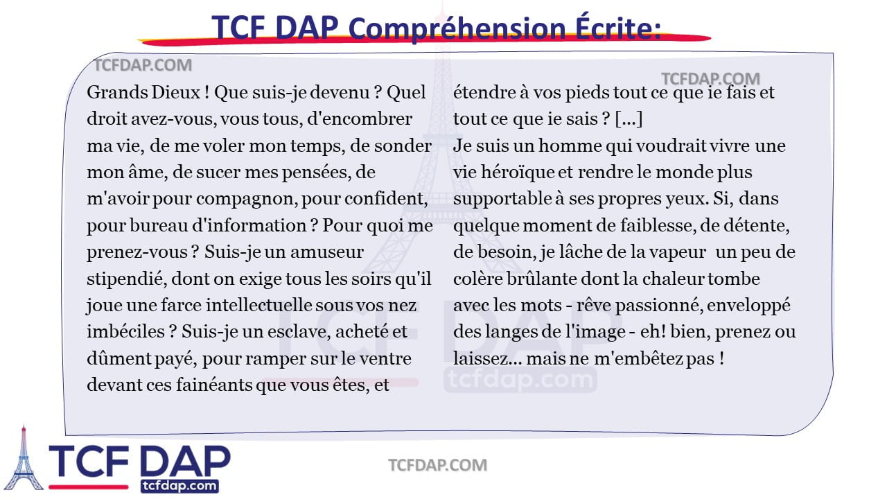 TCF DAP Compréhension Écrite